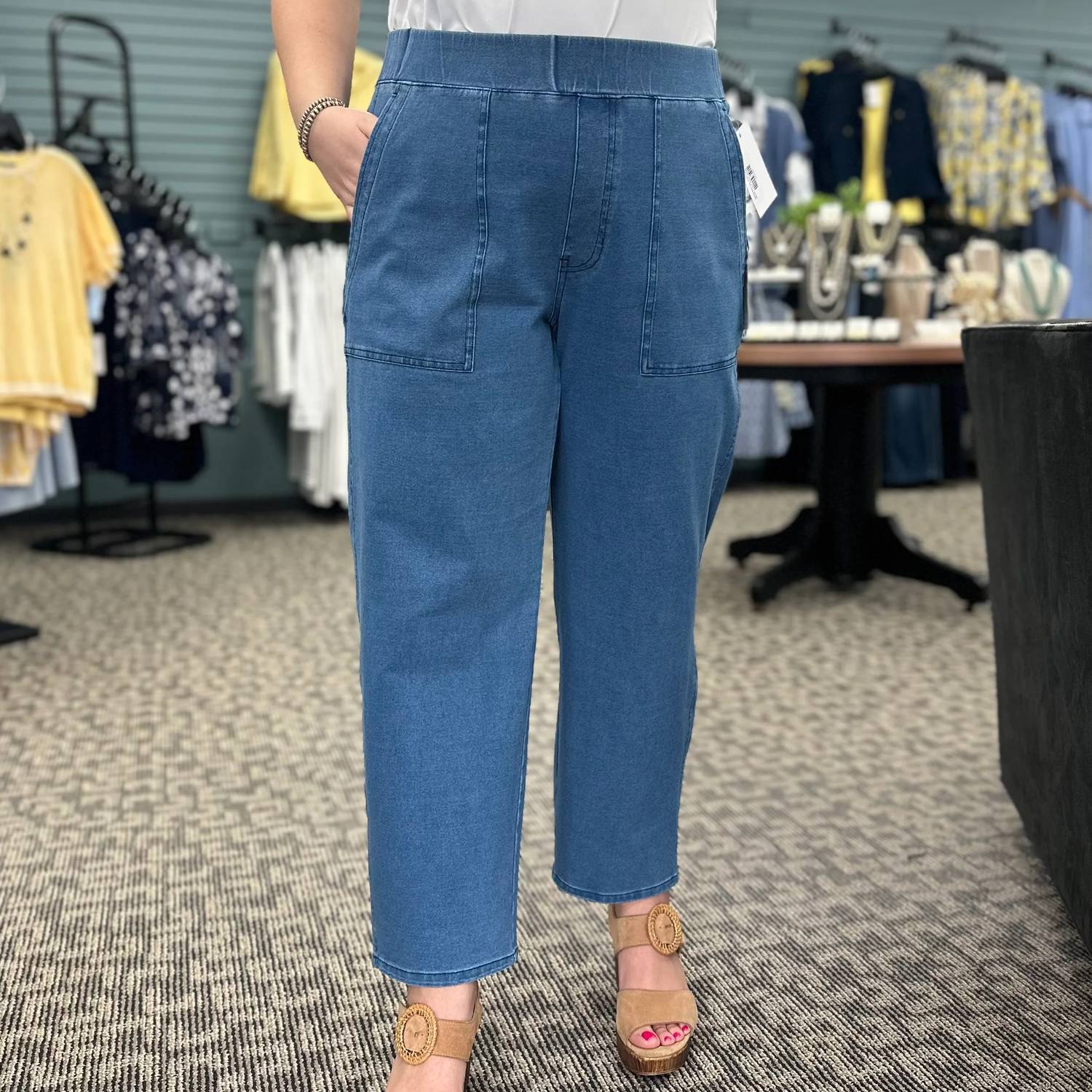 New Habitat Stonewash City Knits Cargo Pant - Plus In Light Wash Denim